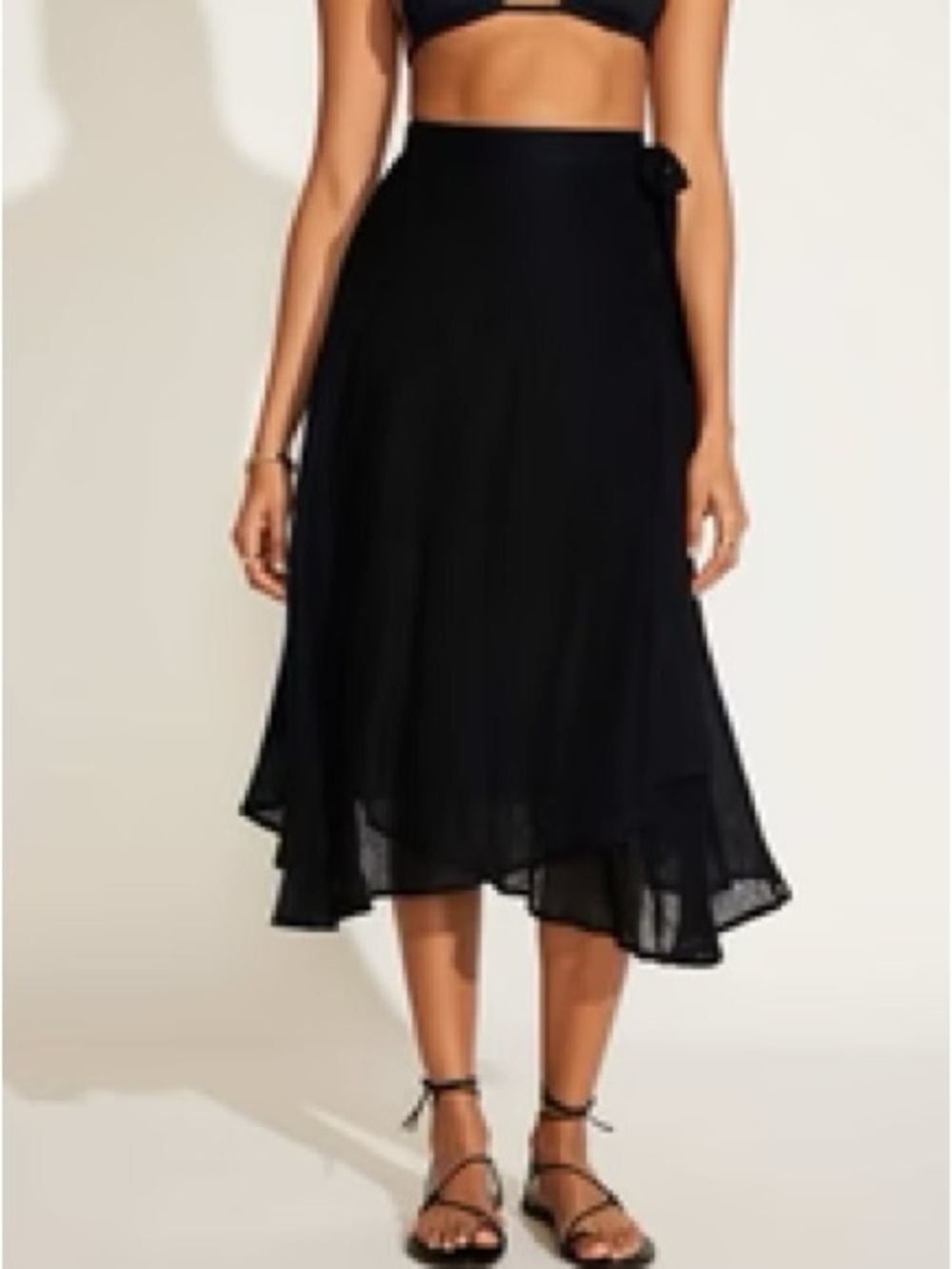 Lana Linen Wrap Skirt - Black EcoLinen Size Small
